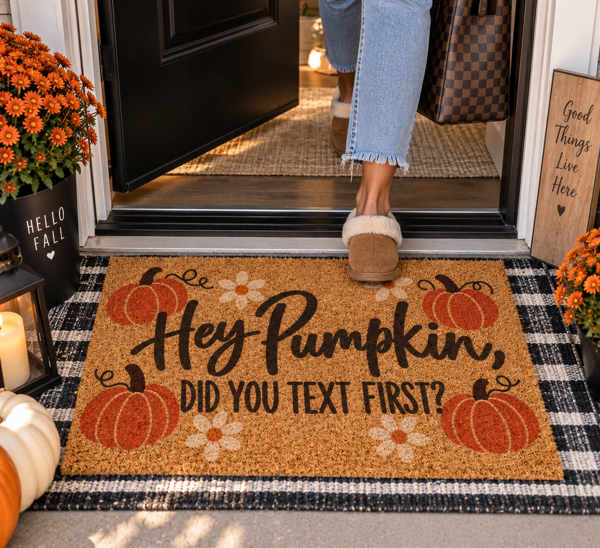 Hey Pumpkin, Did You Text First Doormat