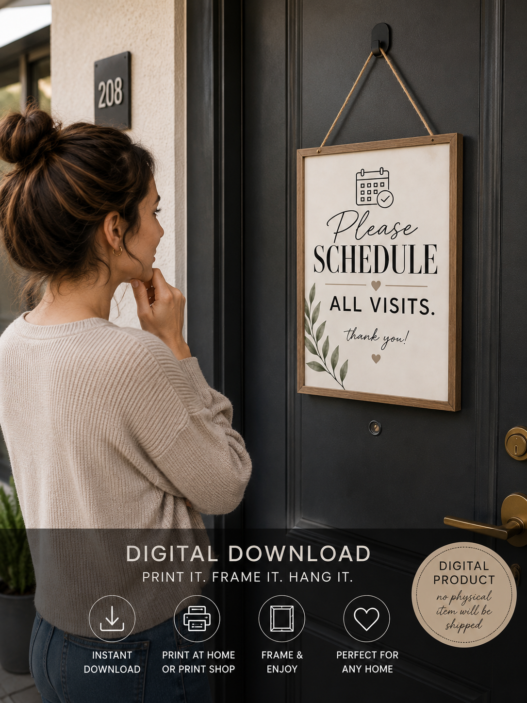 Please Schedule All Visits Hanging Door Sign | Funny Apartment Decor Printable | Instant Digital Download