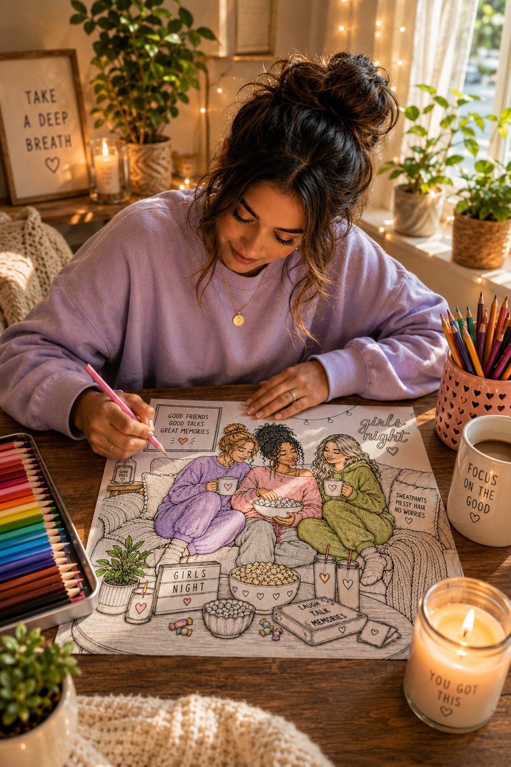 Cozy Moments, Calm Mind: Self-Care Coloring Pages (Digital Download)